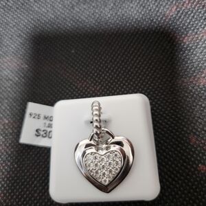Moissanite 1.00 CTW Sterling Silver Heart Charm Necklace
